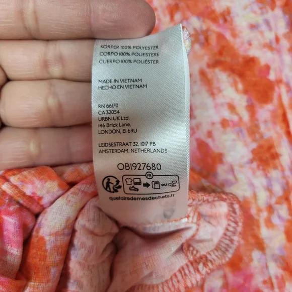 Anthropologie Pink and Orange Abstract Button-Front Blouse - Picture 12 of 12